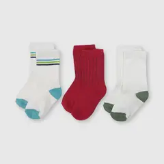 OPALINE - Calcetines de niño deportivo pack de 3 blanco (6 meses a 6 años)