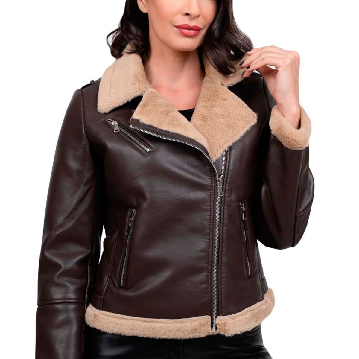 TODOPIEL - Chaqueta de Ecocuero Mujer Café Todopiel