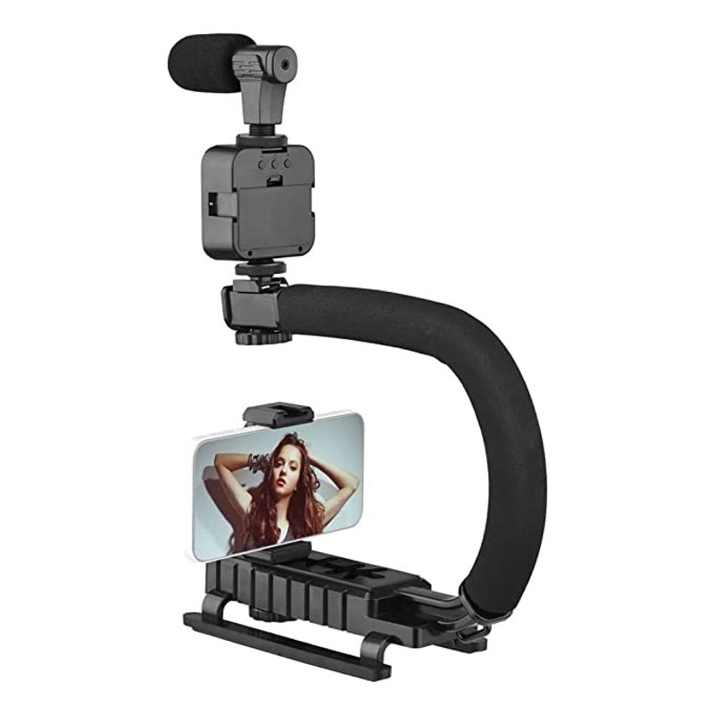 GENERICO - Estabilizador Para Camara Y Telefono 2en1 Con Luz Microfono