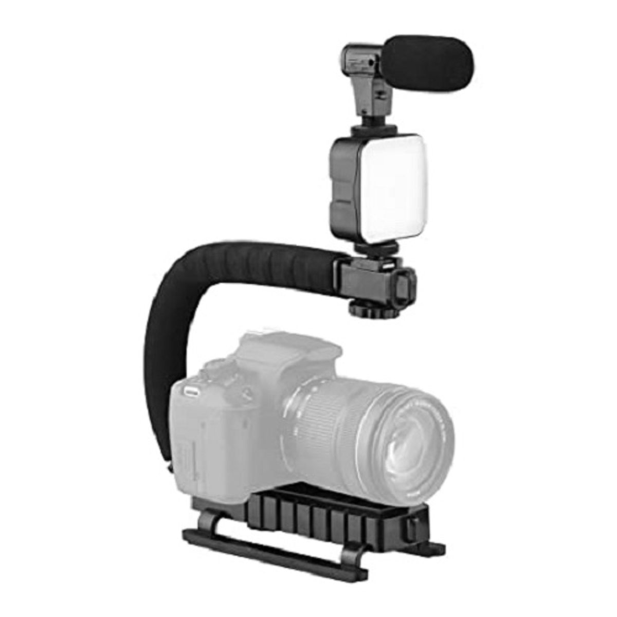 GENERICO - Estabilizador Para Camara Y Telefono 2en1 Con Luz Microfono