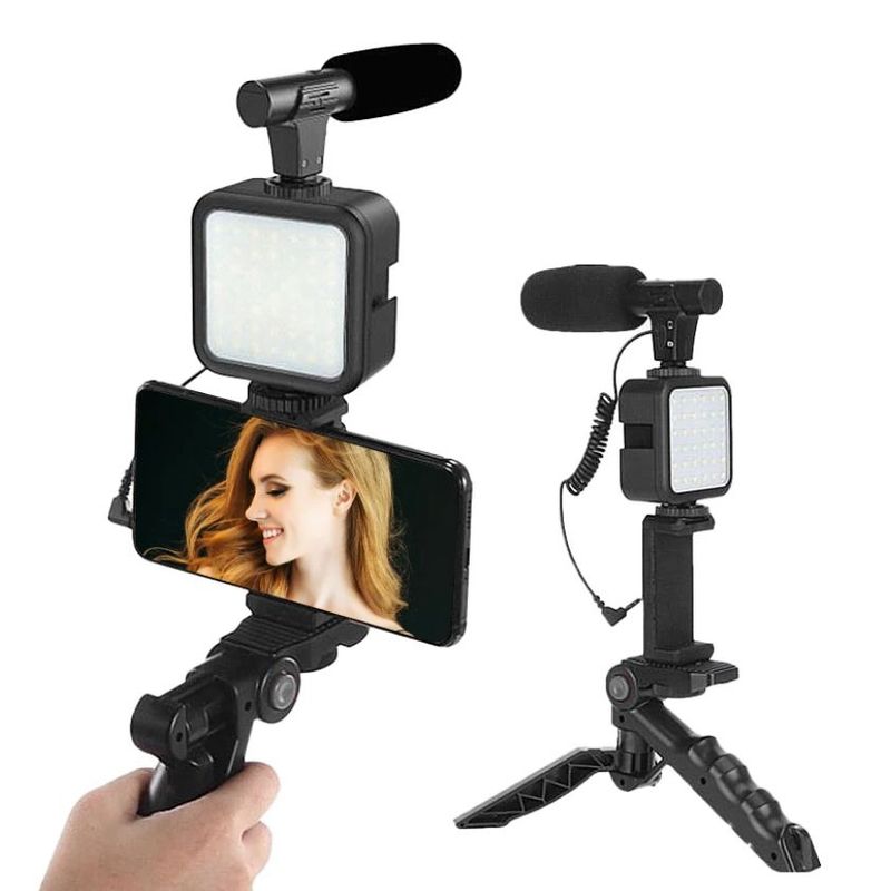 GENERICO - Kit De Grabacion Estabilizador Aro Luz Youtuber Microfono