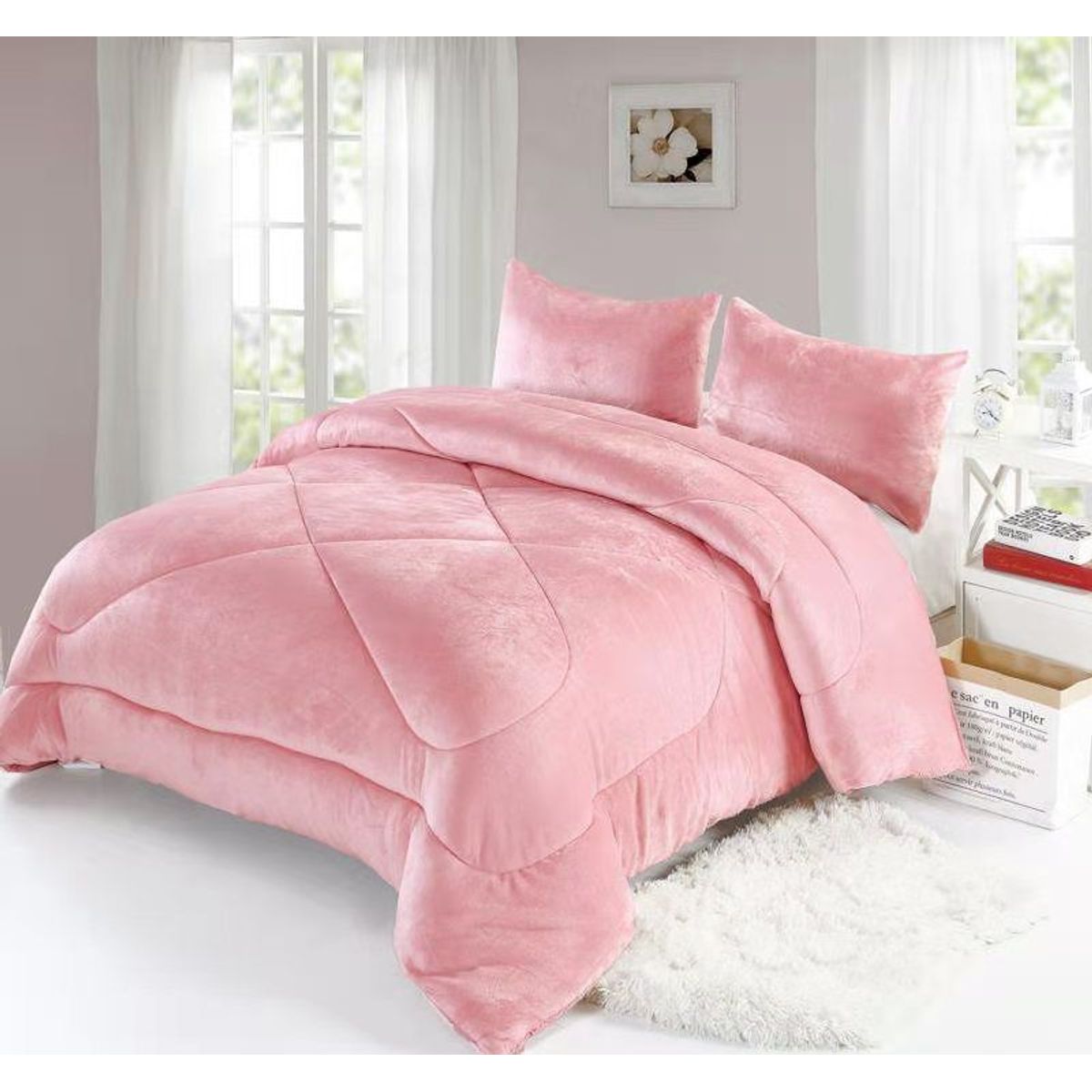 ANGELES DEL HOGAR - Cobertores plush con chiporros 2 plazas