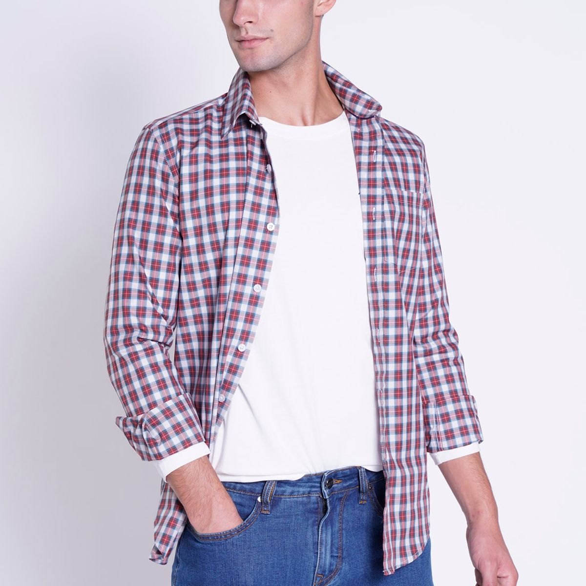 NEW MAN - Camisa a Cuadros Rojo New Man