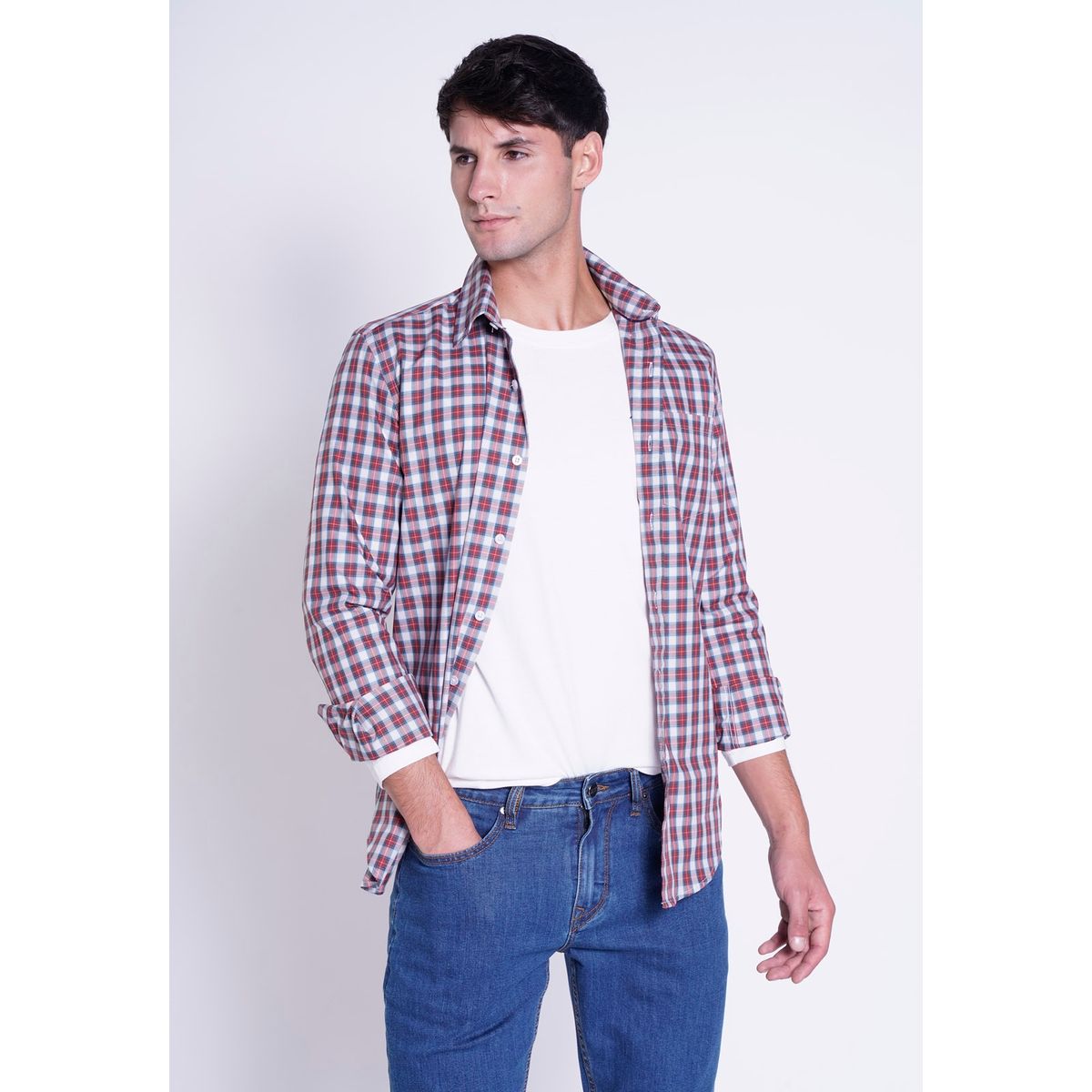 NEW MAN - Camisa a Cuadros Rojo New Man