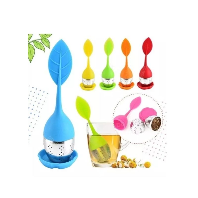 GENERICO - 10 Infusor Té Silicona Y Acero Inoxidable Mate Hierba