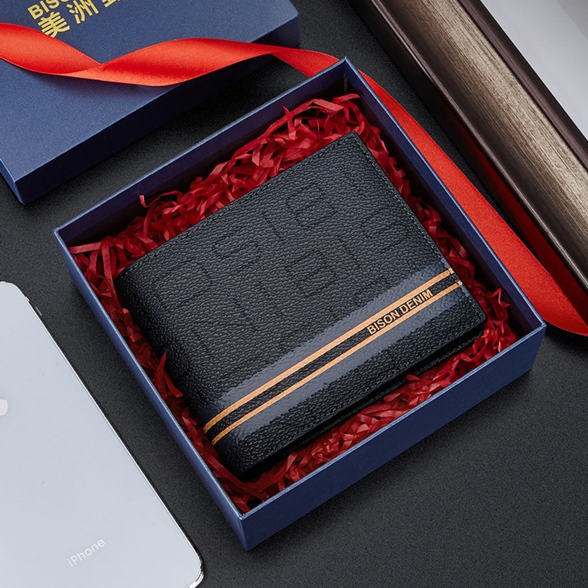 GENERICO - Billetera cuero genuino Bison Denim protec RFID mod Limit