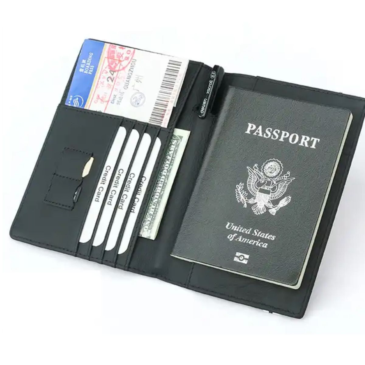 GENERICO - Porta pasaporte elegante billetera cuero genuino Bison Denim