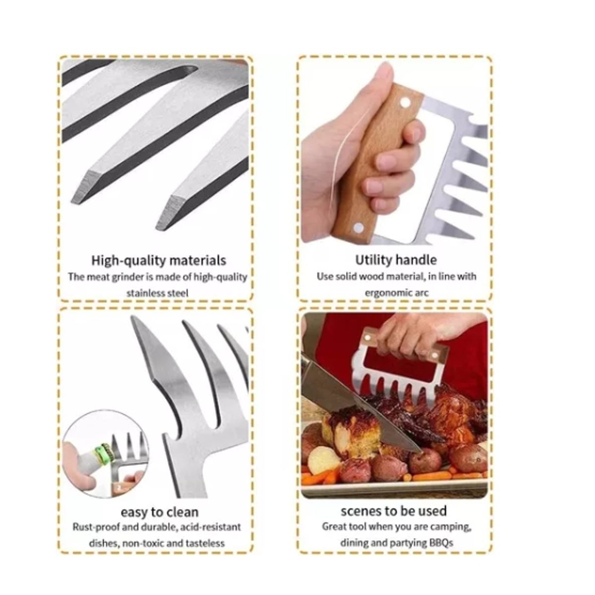 OFERTABKN - X2 Garras De Oso Acero Inoxidable Para Asados Parrilla Bbq