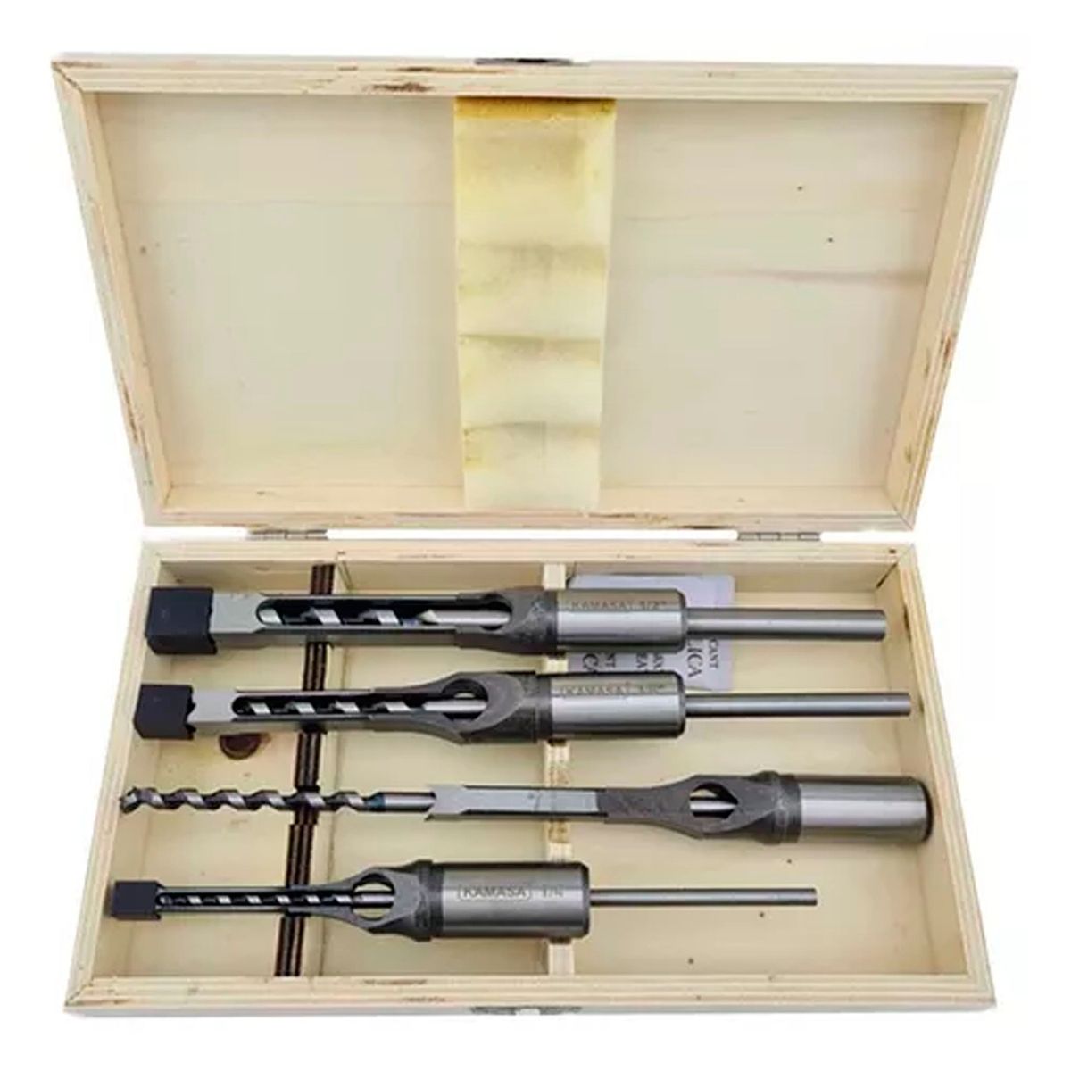 KAMASA - Kit Juego Brocas Agujero Cuadrado Para Madera 4 Piezas Km