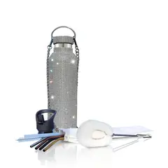 GENERICO - Termo Zuletti brillante botella con brillos con accesorios plateado
