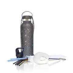 GENERICO - Termo Zuletti brillante botella con brillos y accesorios color Negro