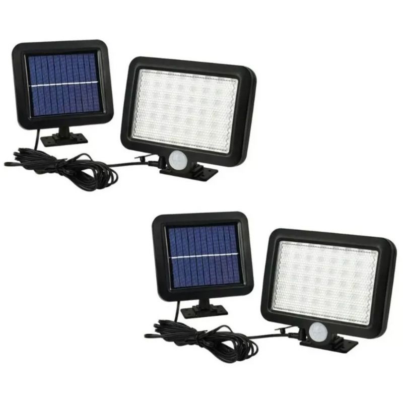 GENERICO - 2 X Foco Led Solar Con Panel + Sensor De Movimiento 56 Led