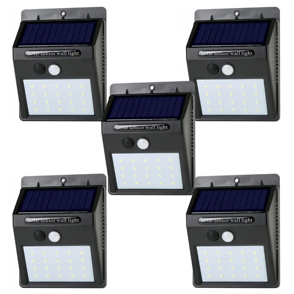 GENERICO - 5 Focos Solares De 20 Led Con Sensor Movimiento Exterior Led