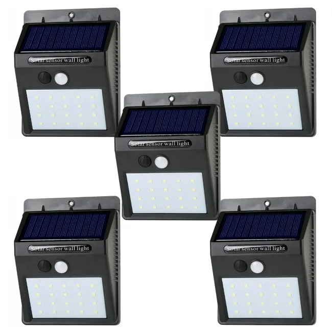 GENERICO - 5 Focos Solares De 20 Led Con Sensor Movimiento Exterior Led
