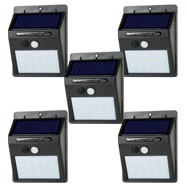 GENERICO - 5 Focos Solares De 20 Led Con Sensor Movimiento Exterior Led