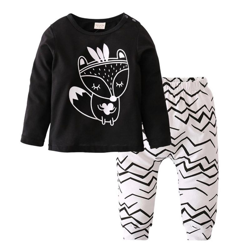 ANGO - Conjunto Bebé ANGO Poleron Pantalón FOX Blanco y negro Ocasión