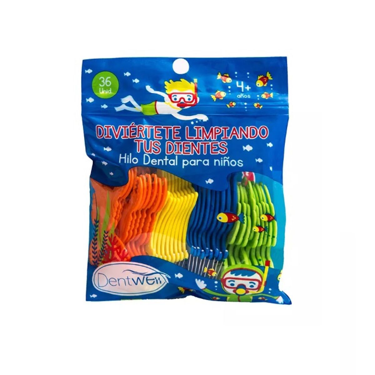 DENTWELL - Hilo Dental Para Niñas y Niños Dentwell Pack x10 Unidades