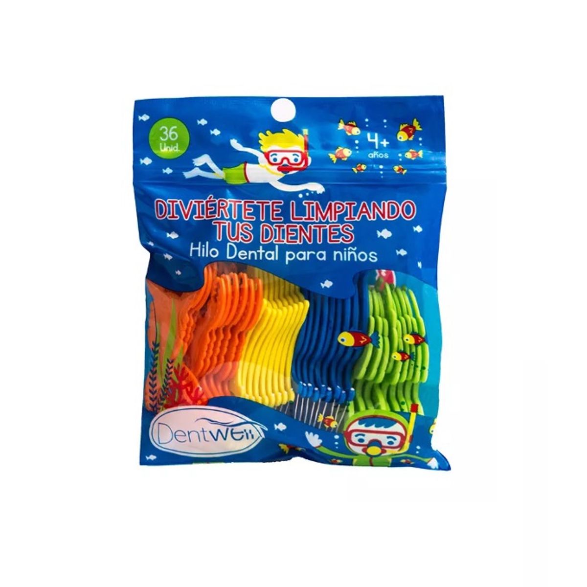 DENTWELL - Hilo Dental Para Niñas y Niños Dentwell Pack x10 Unidades
