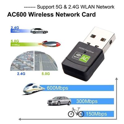 Imagen 2 del producto Adaptador Wifi Usb Ac Doble Banda Dual 600Mbps 2.4G Y 5 Ghz + Rapido