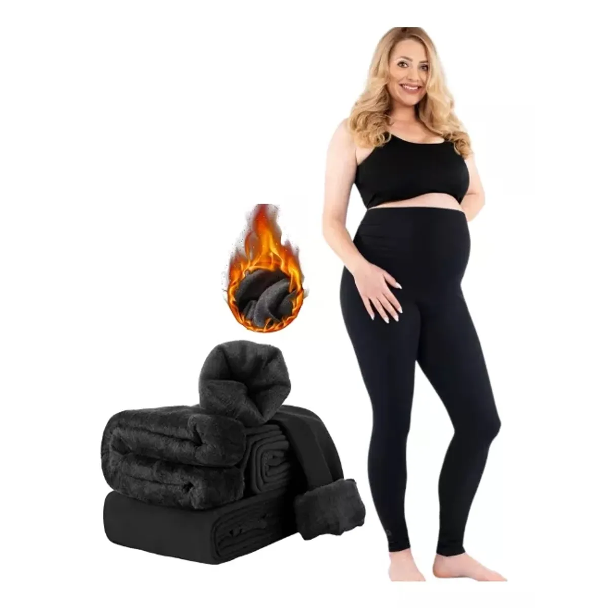 EVERSO - Calzas Maternal  Calzas Forrada Con Polar Mujer