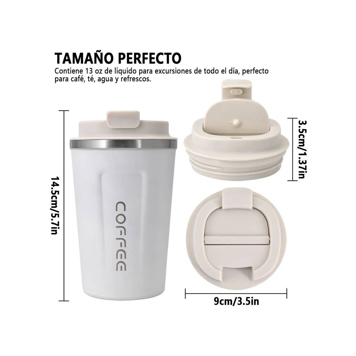 GENERICO - Vaso Termico Portatil doble capa acero inoxidable 500ml - Blanco