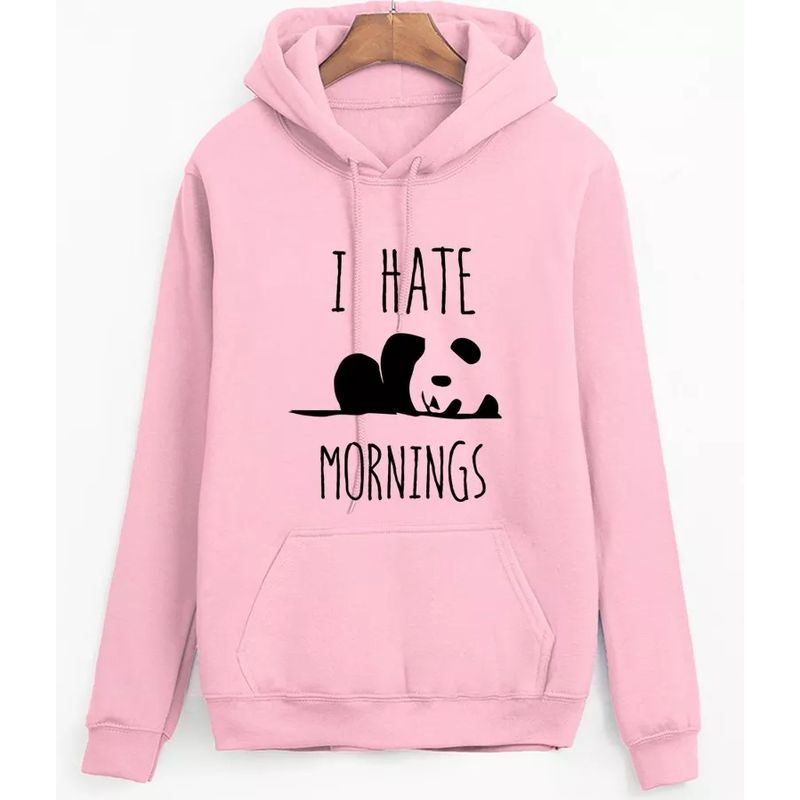 ROLY - Poleron Rosa Oso Panda I Hate Mornings