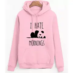 ROLY - Poleron Rosa Oso Panda I Hate Mornings