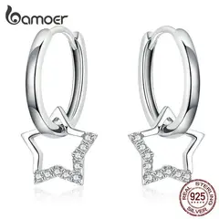 NO LOGO - Aros de plata 925 con Dije colgante Estrella Pendientes Mujer.