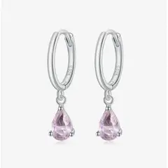 GENERICO - Aros de plata 925 con forma de gota circón de color Pendientes Mujer
