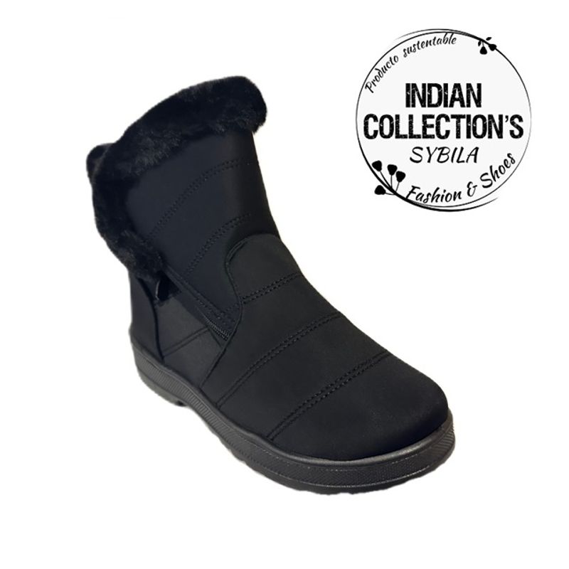 INDIAN COLLECTIO - Bota Botín Mujer Negra Sybila - Impermeable  chiporro