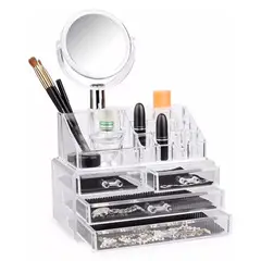 GENERICO - Organizador Acrílico Para Maquillaje con Espejo
