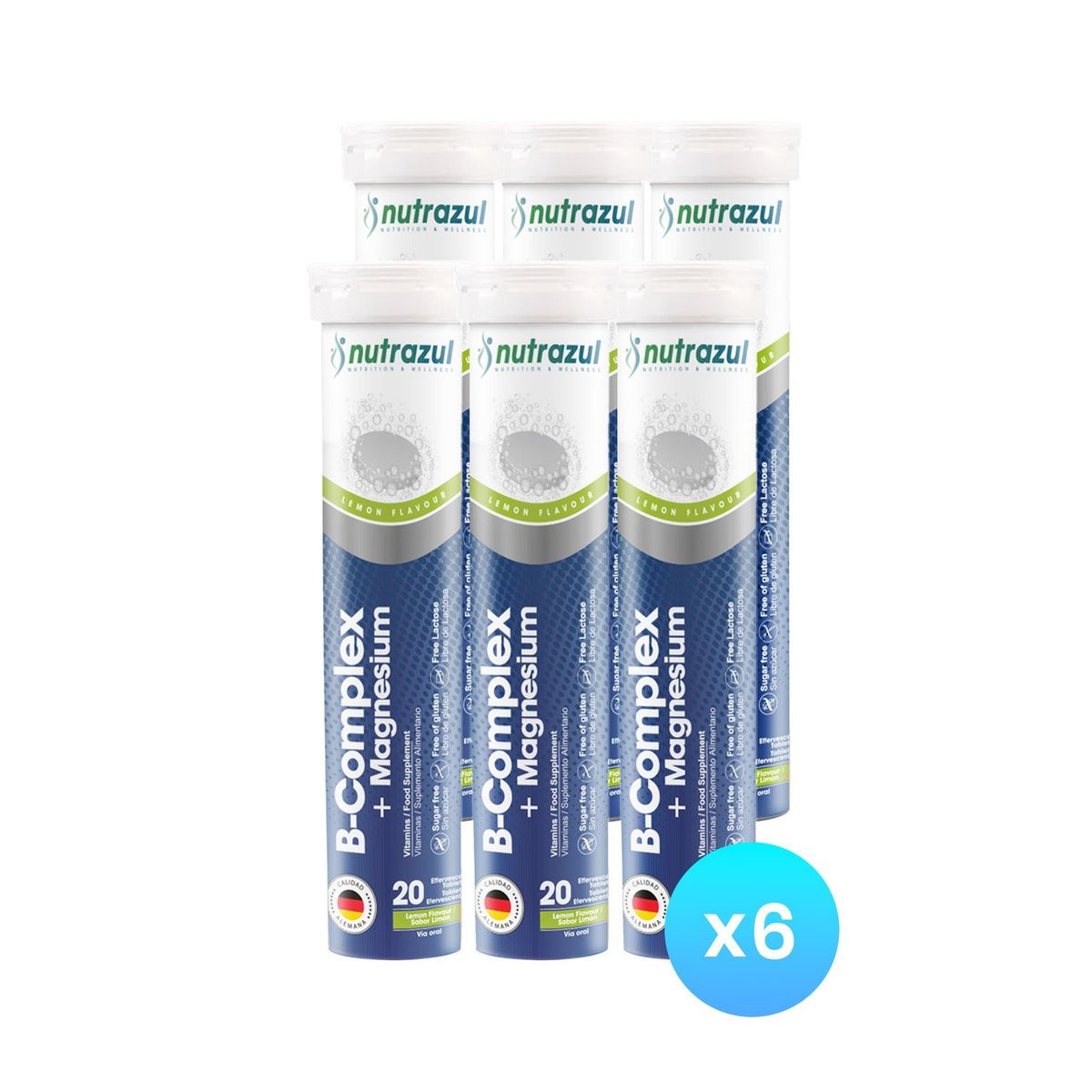 NUTRAZUL - Magnesio 300 mg + Complejo B  - Pack 6 Unidades