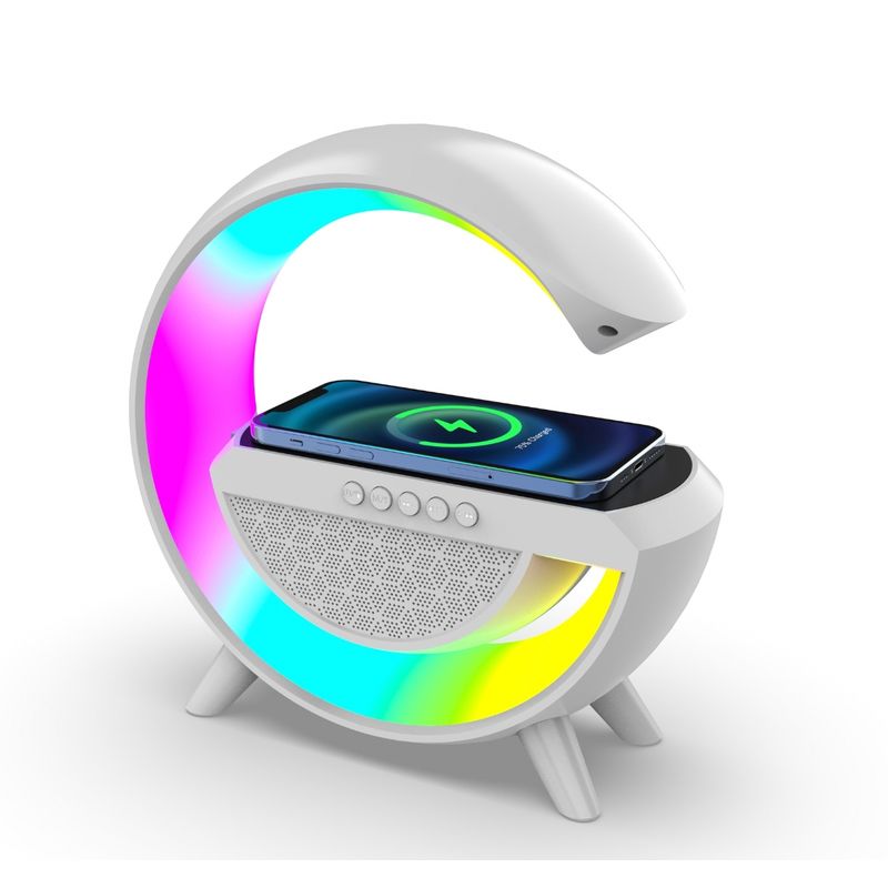GENERICO - LAMPARA INTELIGENTE RGB PARLANTE BLUETOOTH CARGADOR INALAMBRICO