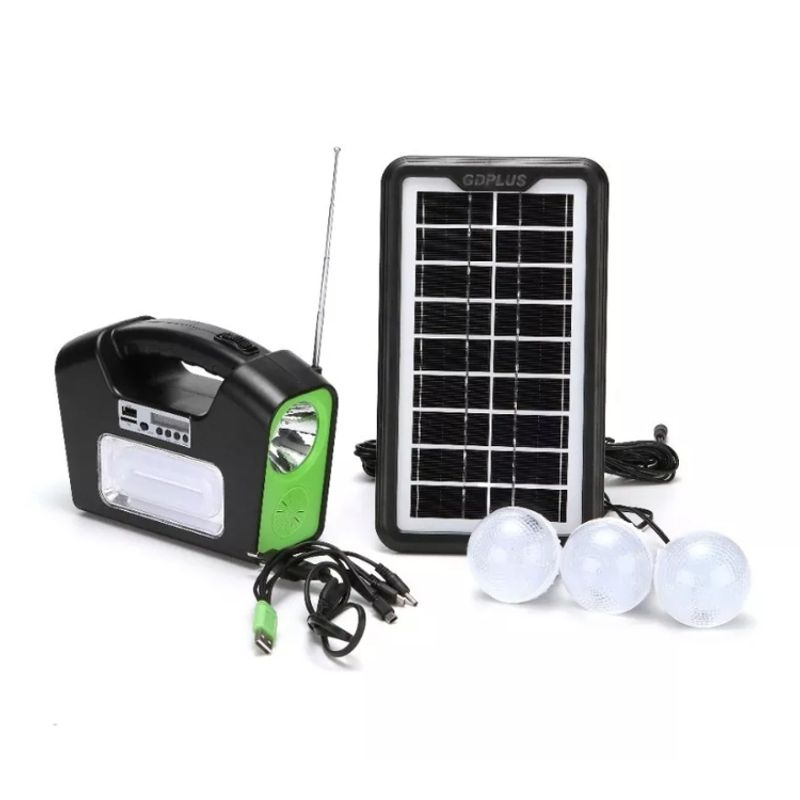 GENERICO - Kit Solar Camping Ampolletas Led Fm Rádio Bluetooth Mp3 Gd16
