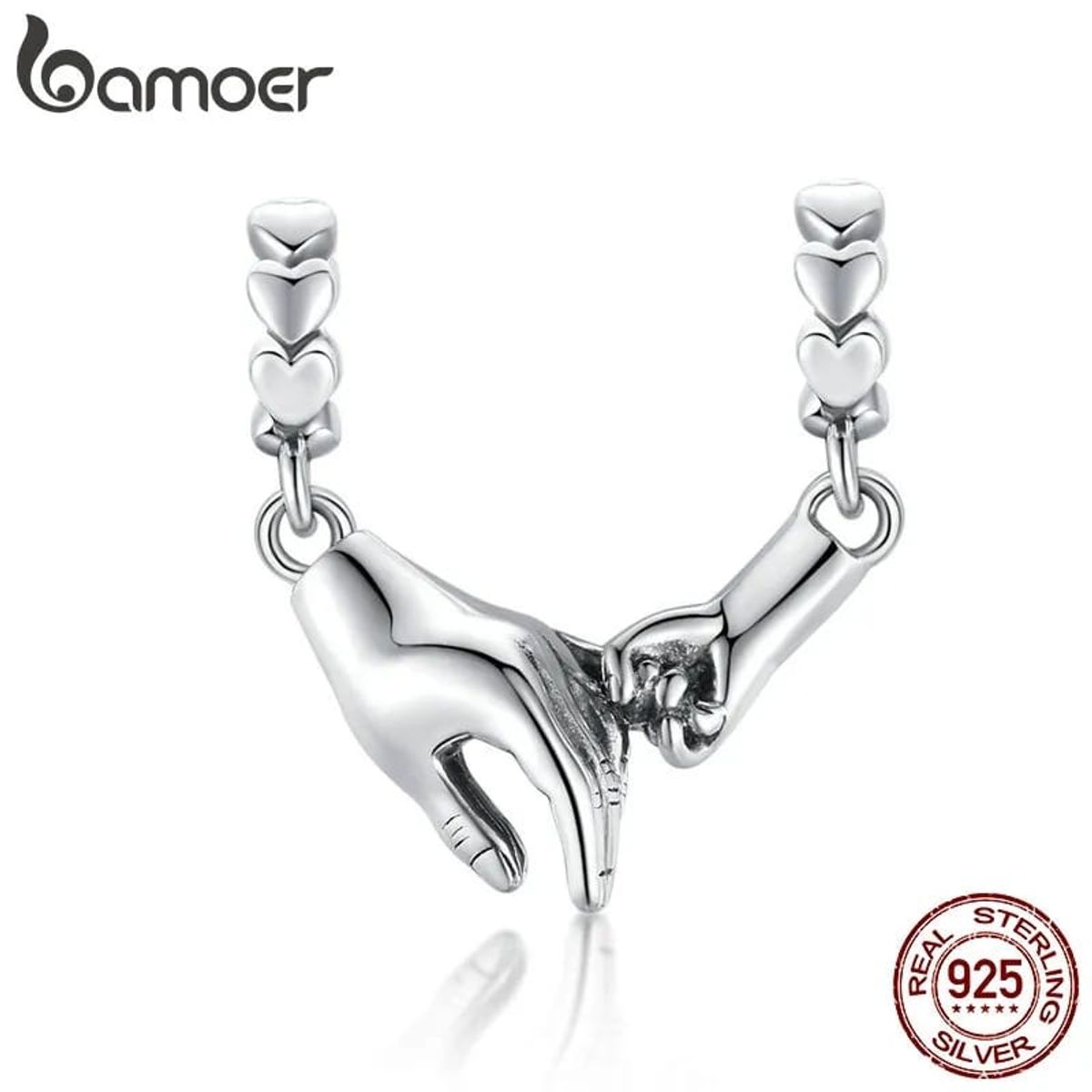 GENERICO - Charm plata 925 para pulsera con forma de mano en mano