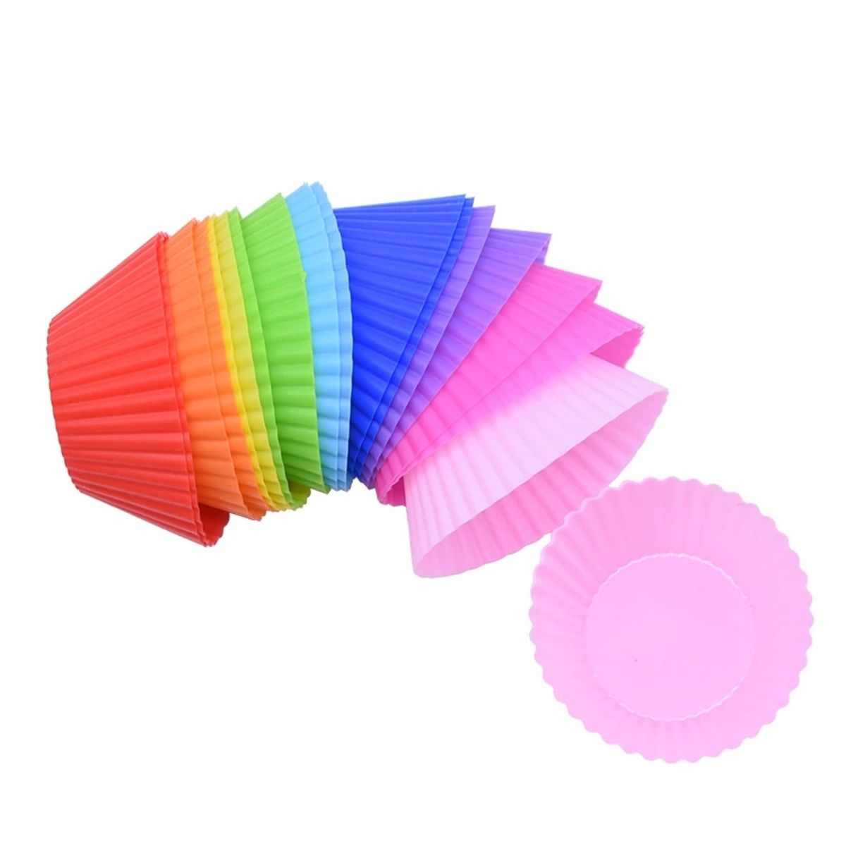 GENERICO - Set De 12 Moldes Para Cupcake Magdalena Silicona Multicolor