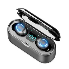 COMPRAPO - Audífonos Inalámbricos Bluetooth F9 TWS negros Powerbank.