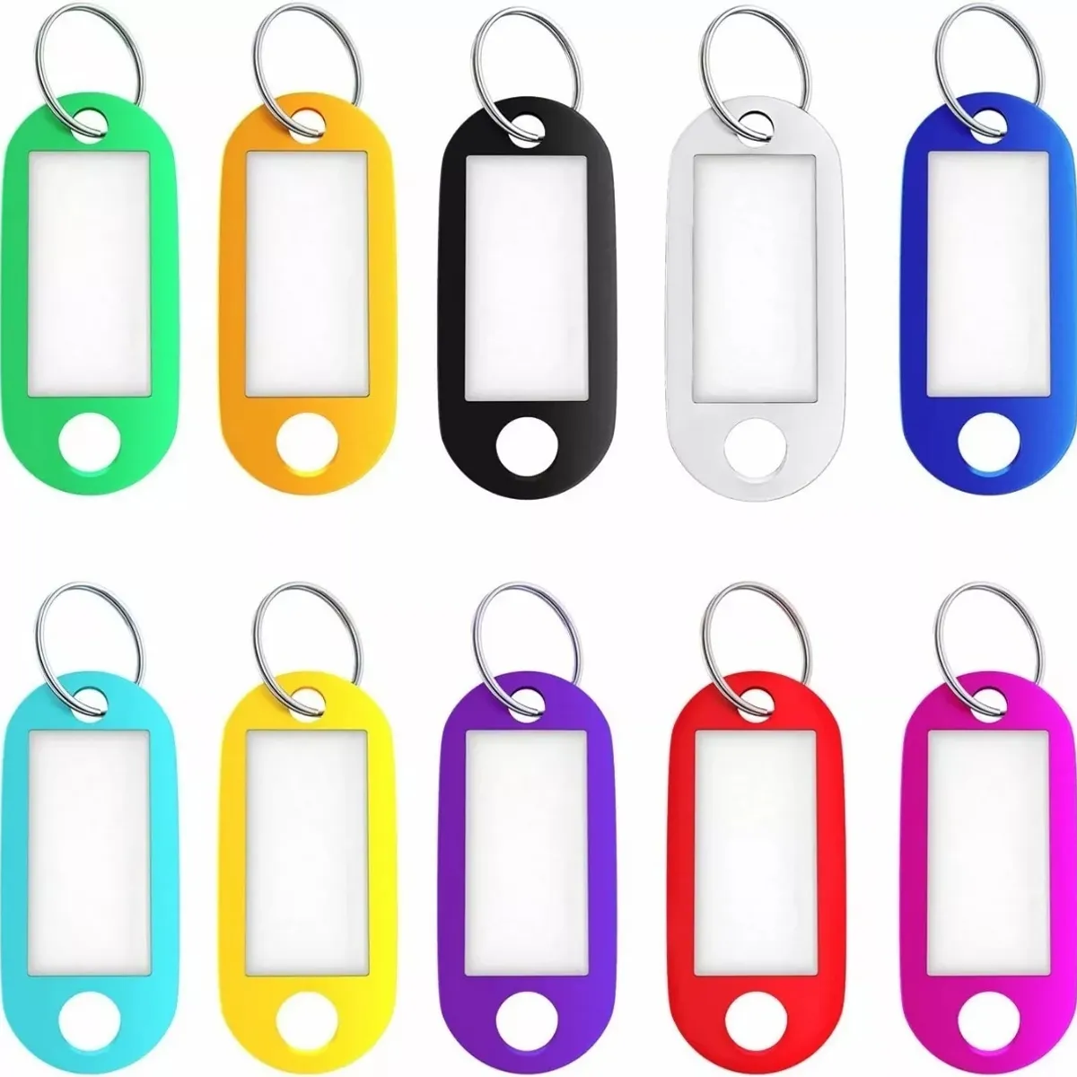 KUANGYE - 100 Llaveros Id Porta Etiquetas De Plástico Colores Surtidos