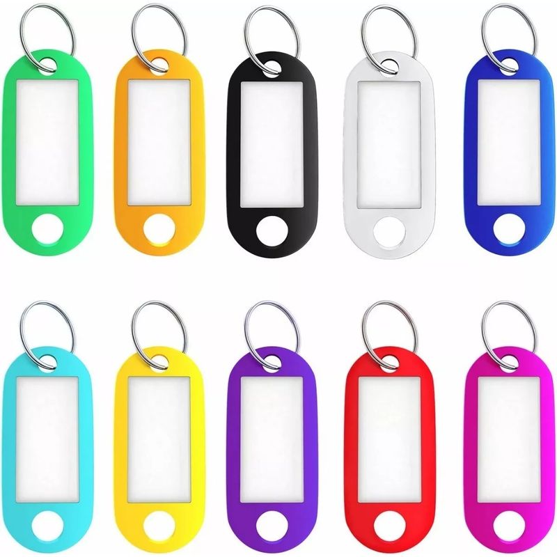 KUANGYE - 100 Llaveros Id Porta Etiquetas De Plástico Colores Surtidos