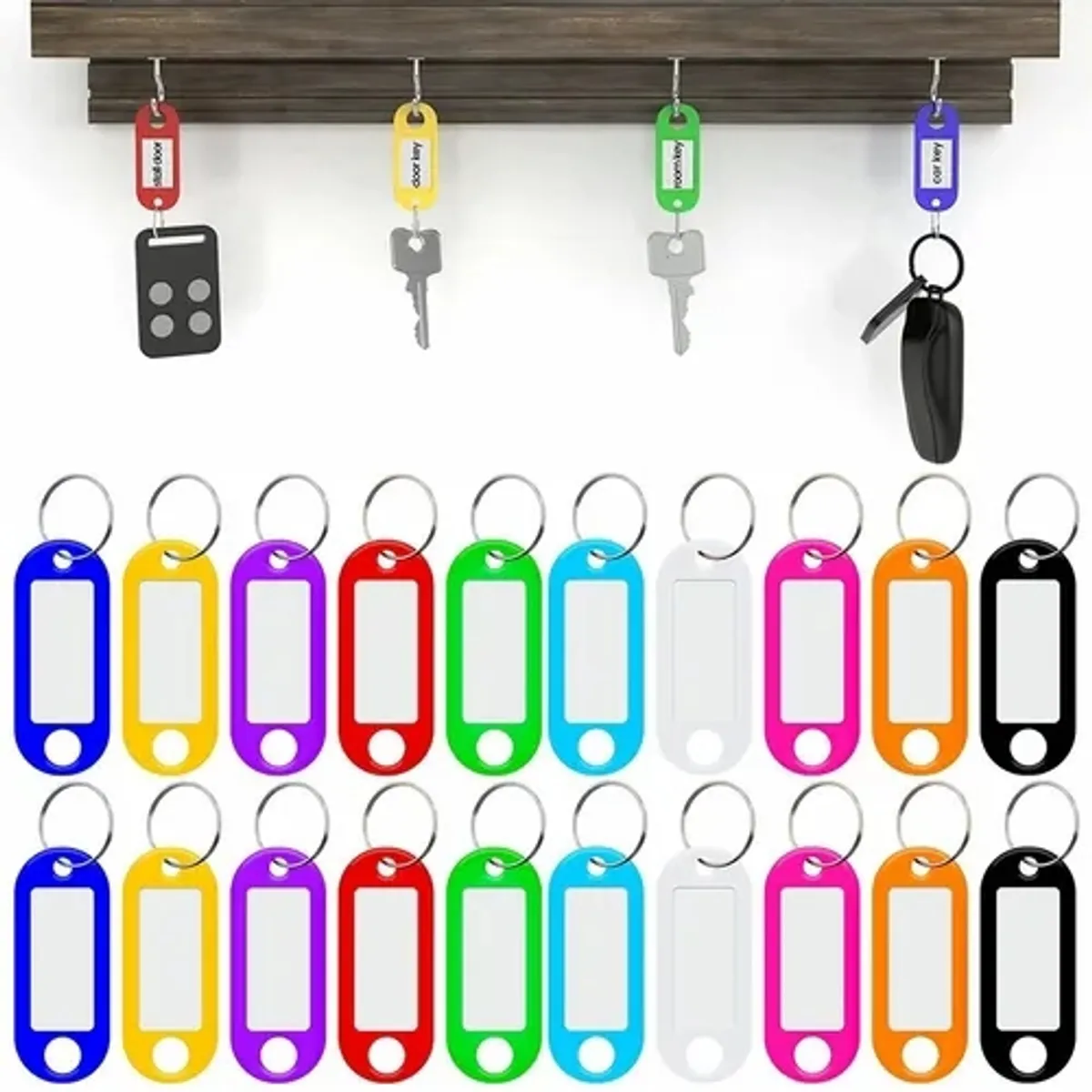 KUANGYE - 100 Llaveros Id Porta Etiquetas De Plástico Colores Surtidos