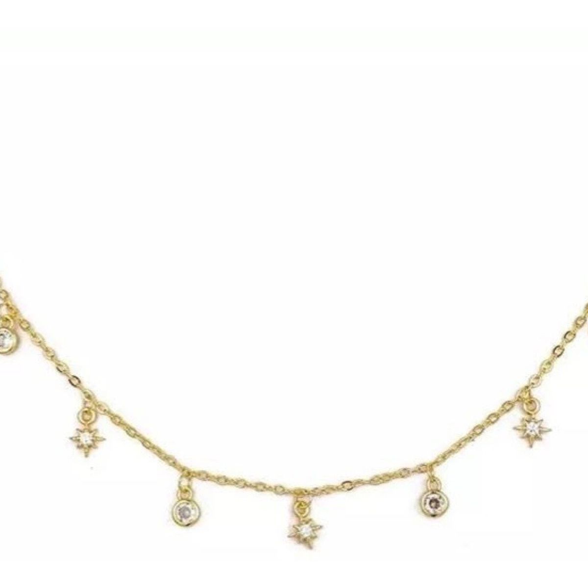GENERICO - Collar Estrellas Punto De Luz Colgante Plata S925 Baño Oro…