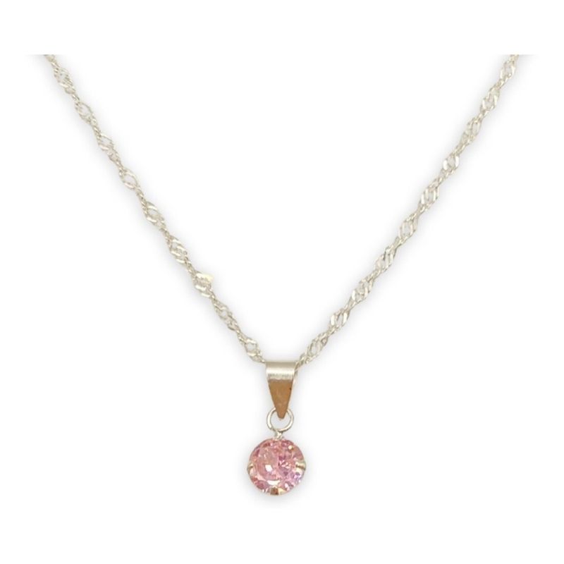 GENERICO - Collar Dije Juvenil Punto De Luz Rosado Plata 925 Mas Caja…