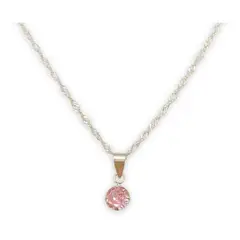 GENERICO - Collar Dije Juvenil Punto De Luz Rosado Plata 925 Mas Caja…