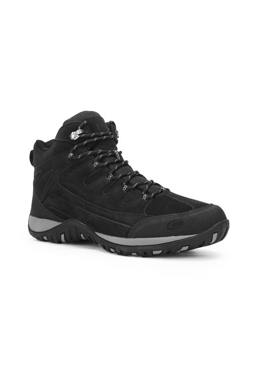 Botines Cuero Y Textil Cliffrocken-6-02 Negro