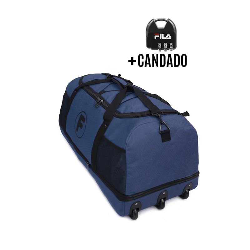 F LA MALETA DE CHILE - Bolso enrollable Goliat 130 ltrs + candado azul F la Maleta de Chile
