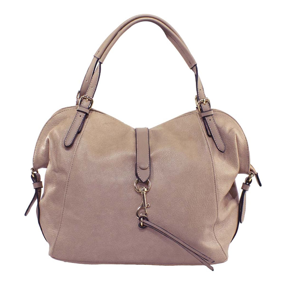 MAILEA - Cartera ecocuero con mosqueton para mujer beige