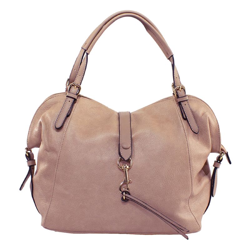 MAILEA - Cartera ecocuero con mosqueton para mujer beige