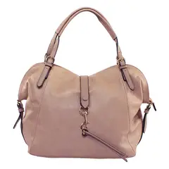 MAILEA - Cartera ecocuero con mosqueton para mujer beige