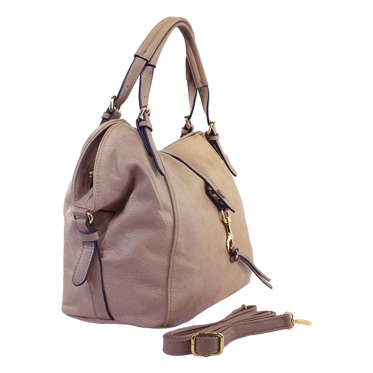 MAILEA - Cartera ecocuero con mosqueton para mujer beige