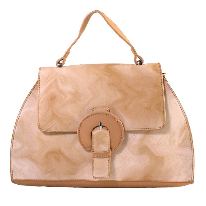 MAILEA - Cartera ecocuero rigida ponseada para mujer arena